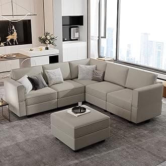 Belffin Modular Sectional Sofa with Storage Seats Velvet L Shaped Corner Couch Convertible Sectional Sofa with Chaise (Grey, L Shape-1)…