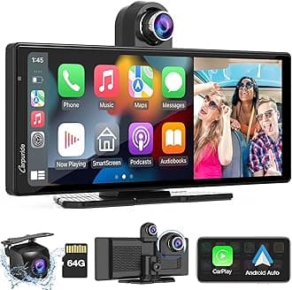 Carpuride W903 Wireless Carplay & Android Auto with Dash Cam - 9.3" HD IPS Touch Car Play Screen for Car, 4K Front & 1080P Rear Camera, Loop Recording, Bluetooth Audio, Mirror Link, GPS, Siri