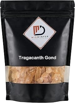 Midwinfer Organic Gond Katira | Tragacanth Gum 250g Kathila Gum, Katira Gondh | Almond Gum | Badam Pisin High Cooling Properties Herbal Food