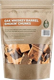 Green Olive Firewood Company - Whiskey Wood Chunks for Smoking, 5L (approx 1.5kg) BBQ Wood chunks For Charcoal, Gas BBQ's, Smokers - Large Smoking Cubes for Smoking Beef, Lamb Meat, Fish, Vegetables