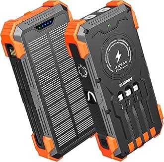 Solar Charger Power Bank, 42800mAh Wireless Portable Charger with USB-C in/Output, QC3.0 Fast Charging 15W 4 Ports Outdoor Battery Pack Built-in Dual Led Flashlights for iPhone Samsung etc