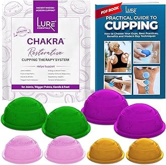 Lure Essentials Cupping Therapy Set 8 Professional Silicone Cupping Cups for Muscle Knots, Joints, Muscles, Arms and Feet
