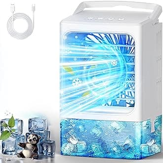 Portable Air Conditioners,Upgraded Small Air Conditioner Personal Air Cooler Mini Evaporative Cooler 3 Wind Speed Portable Small AC with 7 Night Light for Room Home Bedroom Office