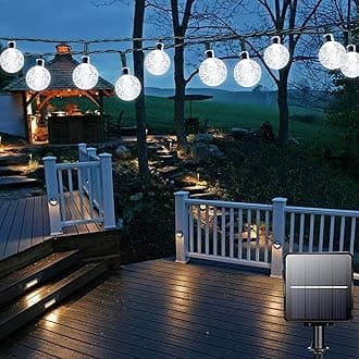 Solar Garden Lights Outdoor Waterproof, 50LED 7M/24Ft Solar Fairy Lights, Crystal Ball Lights with 8 Modes, Decorative Lighting for Home, Yard,Patio, Party, Wedding,Christmas (Cool White)