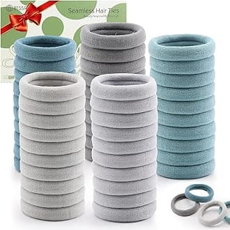 100 Pcs Thick Seamless Hair Ties, Ponytail Holders Hair Accessories for Women Girls No Damage for Thick Hair(Cool Colors)