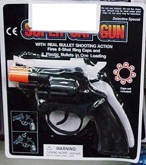 Kole Toy Revolver Cap Gun - Modern Black Plastic Toy Gun - Boys Aged 8 and up - Easter Fantasy Toy Gun