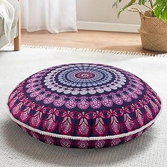 Codi 32 Inch Round Floor Pillow, Large Meditation Pouf Cushion , Memory Foam Stuffer Circle Throw Pillows - Purple Orchid