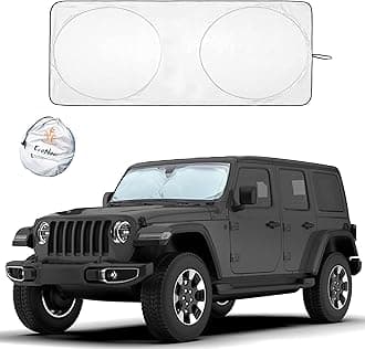 EcoNour Windshield Sunshade for Jeep | UV & Heat Protection Sun Visor | Suitable for Jeep Wrangler, Compass, Gladiator & Renegade | X-Small - 60x21 inches