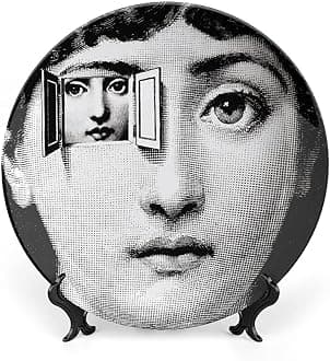 Lina Cavalieri Plate, Fornase Decorative Plate Face Makeup Plate Wall Hanging Decoration,Including Bracket and Special Spring Hook,style-15,8inch