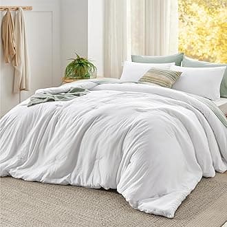 Super King Comforter Set, White Soft Prewashed Bedding for All Seasons, 3 Pieces GentleSoft™ Bed Set, 1 Lightweight Comforter (120"x120") and 2 Pillowcases (20"x36")