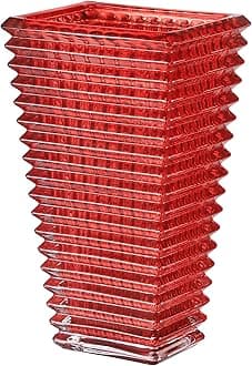 MCMCNCUIU Crystal Glass Vase, Large Crystal Vases for Flowers, Large Flower Vase, Red Modern Vases for Living Room, Bedroom, Kitchen, Dining Table, Mantle, Wedding, 11 Inches