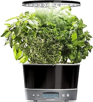 Harvest Elite 360 Indoor Garden Hydroponic System with LED Grow Light and Herb Kit, Holds up to 6 Pods, Platinum
