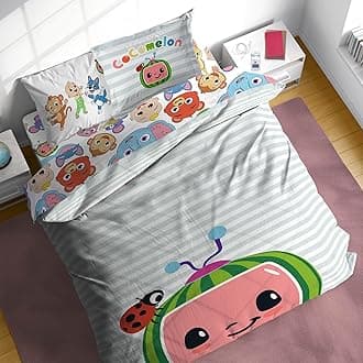 CoComelon Full Size Comforter Set - 7 Piece Kids Bedding Includes Comforter, Sheets & Pillow Cover - Super Soft Microfiber Animal Bed Set
