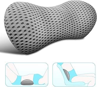 Lumbar Support Pillow for Office Chair, Memory Foam Lumbar Pillow for Lower Back Pain Relief (Grey)