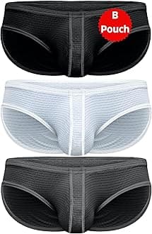 RM Real MenReal Men Ares-Accent Low-Rise Pouch Bikini Brief – 1, 3, 6 Pack with Size ABCD Pouch XS - 5XL