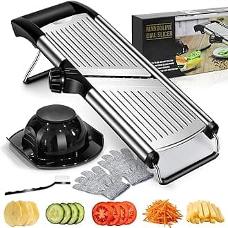 Adjustable Mandoline Food Slicer,Vegetable Slicer Fruit Cutter,Stainless Steel Kitchen Mandolin,Julienne Slicers for Kitchen Onion Potato, Tomato, Carrot, Vegetable, and Fruit