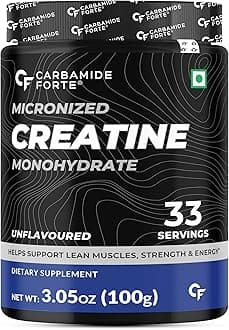Carbamide Forte Micronised Creatine Monohydrate Powder 33 Servings – 100g | Creatine Supplement Powder Unflavoured for Lean Muscle Volumization, Strength & Energy
