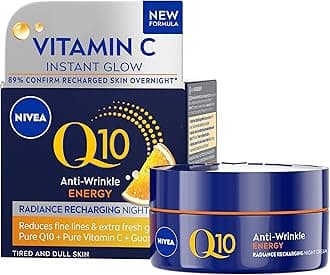 – Q10 Anti-Wrinkle Energy Radiance Boost Night Cream, Rich Night Cream with Vitamin C, 50ml, Packaging may vary