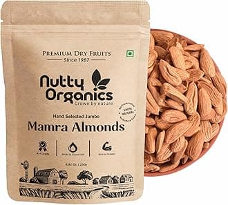 Nutty Organics Almonds Mamra - 500 GM (Grade A ++ Nuts, Premium, Rich In Oil) Richest Natural Source of Vitamins, Magnesium & Protien | Special Mamra Badam Giri