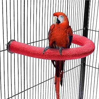 U Shape Parrot Perch Stand Toy Bird Platform Sand Paw Grinding Clean Stick Exercise Conure Budgie Cockatiel Cage Accessories (Red)