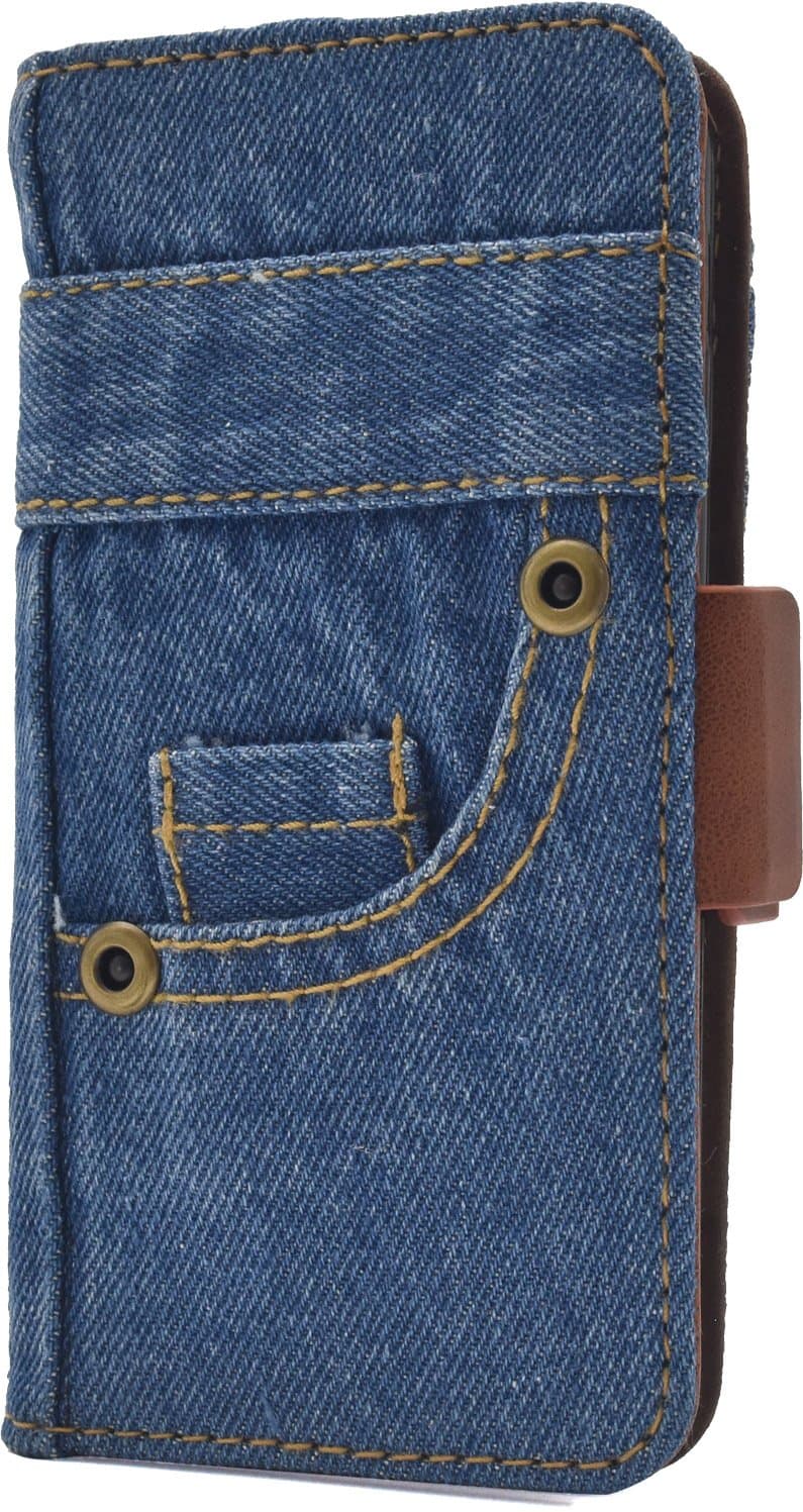 PLATA for iPhone 6 / iPhone 6s / iPhone 7 / iPhone 8 Case Casual Denim Jeans Casual Wallet Case with Original One Point Red Tag [ B ]