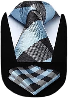 SetSense Men's Plaid Jacquard Woven Tie Necktie Set