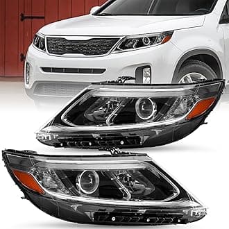 JSBOYAT Headlight Assembly Fit for 2014 2015 Kia Sorento LX LED DRL Projector Headlamp Replacement Passenger & Driver Side
