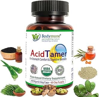 AcidTamer Acid Relief | Promotes Stomach Comfort & Digestive Wellness* | Organic Herbal Blend for Gut Health* | Made in USA, USDA Organic, Vegan, Non-GMO, Gluten-Free | 60 Capsules
