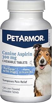 PetArmor Aspirin for Large Dogs, Fast Acting Anti-Inflammatory and Pain Relief For Dogs, Vet-Quality Joint Support and Pain Meds for Dogs, 120 Liver Flavored Tablets