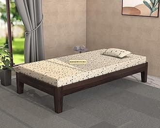 Sheesham Wood Single Size Bed for Living Room Furniture Solid Wooden Single Bed Palang for Home Without Storage Single Size Cot for Bedroom (Walnut Finish)