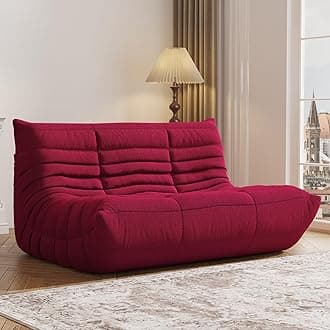 Bean Bag Chair, Fireside Chair, Large Bean Bag Chair for Adults, Bean Bag Chairs for Teens with High-Resilience Foam, Non-Slip Base Floor Lounge Sofa,Living Room (Burgundy, Loveseat)