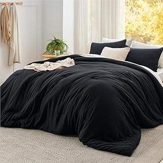 - Bedsure Super King Plus Comforter Set, Black Soft Prewashed Bedding for All Seasons, 3 Pieces GentleSoft™ Bed Set, 1 Lightweight Comforter (128"x120") and 2 Pillowcases (20"x36")