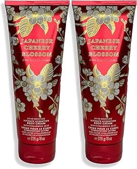 Bath and Body Works Japanese Cherry Blossom Body Cream Ultimate Hydration Gift Set For Women 2 Pack 8 Oz. (Japanese Cherry Blossom)