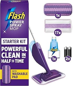 Flash Power Spray Mop Floor Cleaner Starter Kit (1 Washable Pad + 17 Disposab...