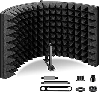 Aokeo(AO-302) Professional Studio Recording Microphone Isolation Shield.High Density Absorbent Foam is Used to Filter Vocal. Suitable for Blue Yeti and Any Condenser Microphone Recording Equipment