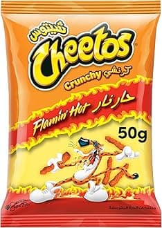 Cheetos Crunchy Flamin’ Hot Spicy Cheese Flavored Corn Snack with Intense Heat, 50 grams