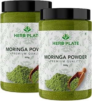 Herb Plate Moringa Leaf Powder - 1 KG| Moringa Oleifera Drumstick Leaves Herbal Supplement, Good for Immunity, Digestion, Skin & Hair, Energy Booster, Rich in Antioxidants (500 Gm (Pack of 2))