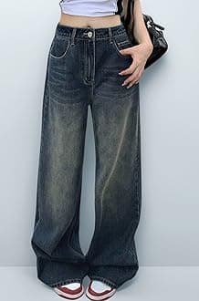 Cargo Jeans for Women – Wide Leg High Waist Baggy Denim Pants | Casual Fit Trousers with Utility Pocket Design