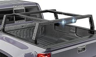 Adjustable 14.5-17.3" High Truck Bed Racks with 2 Led Light Ladder Rack Compatible for Ford F-Series/Ram/Silverado/Sierra/Tacoma/Tundra/Gladiator JT/Canyon/Titan/Frontier Cargo Carrier