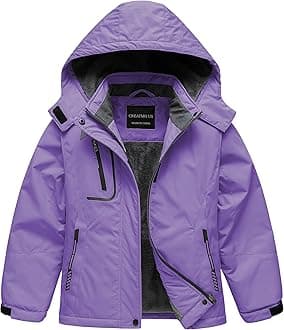 CREATMO US Girl's Waterproof Ski Jacket Warm Winter Snow Coat Windproof Snowboarding Rain Jacket