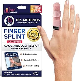 Doctor Developed Finger Splint & Manual - Trigger Finger, Arthritis, RSI - Fits Ring, Index, Pinky & Middle - 2 Sizes (S/M, Pink)
