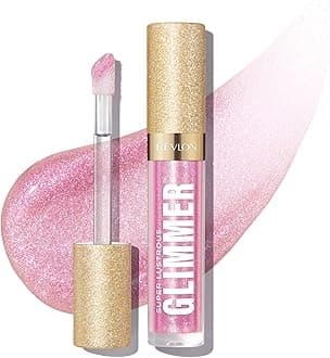 Revlon Super Lustrous Glimmer Gloss, Non-Sticky Lip Gloss, High-Shine Finish, Plant-Based Glitter, 002 Pink Prisma, 0.13 fl oz
