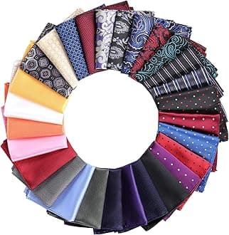 Jeatonge 28 Pack Pocket Squares for Men Men's Handkerchief Mens Pocket Squares Set Assorted Colors with a Holder