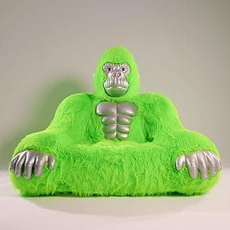 Gorilla Inflatable Luxury Sofa 6.56ft Height King Kong Inflatable Sofa Furry Plush Orangutan Furniture for Lounging, Gaming, or Movie Nights (Green)