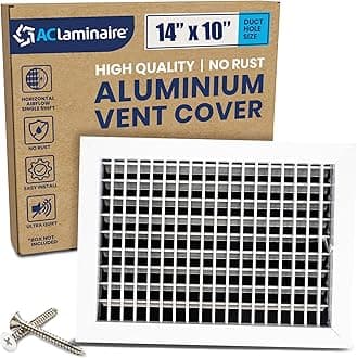 14" x 10" (Duct Opening) Register Vent Cover – Adjustable Single Deflection Aluminum HVAC Grille for Heater, Decorative Ceiling Wall Air Supply Multi-Shutter Damper – Durable & Rustproof ACLAMINAIRE