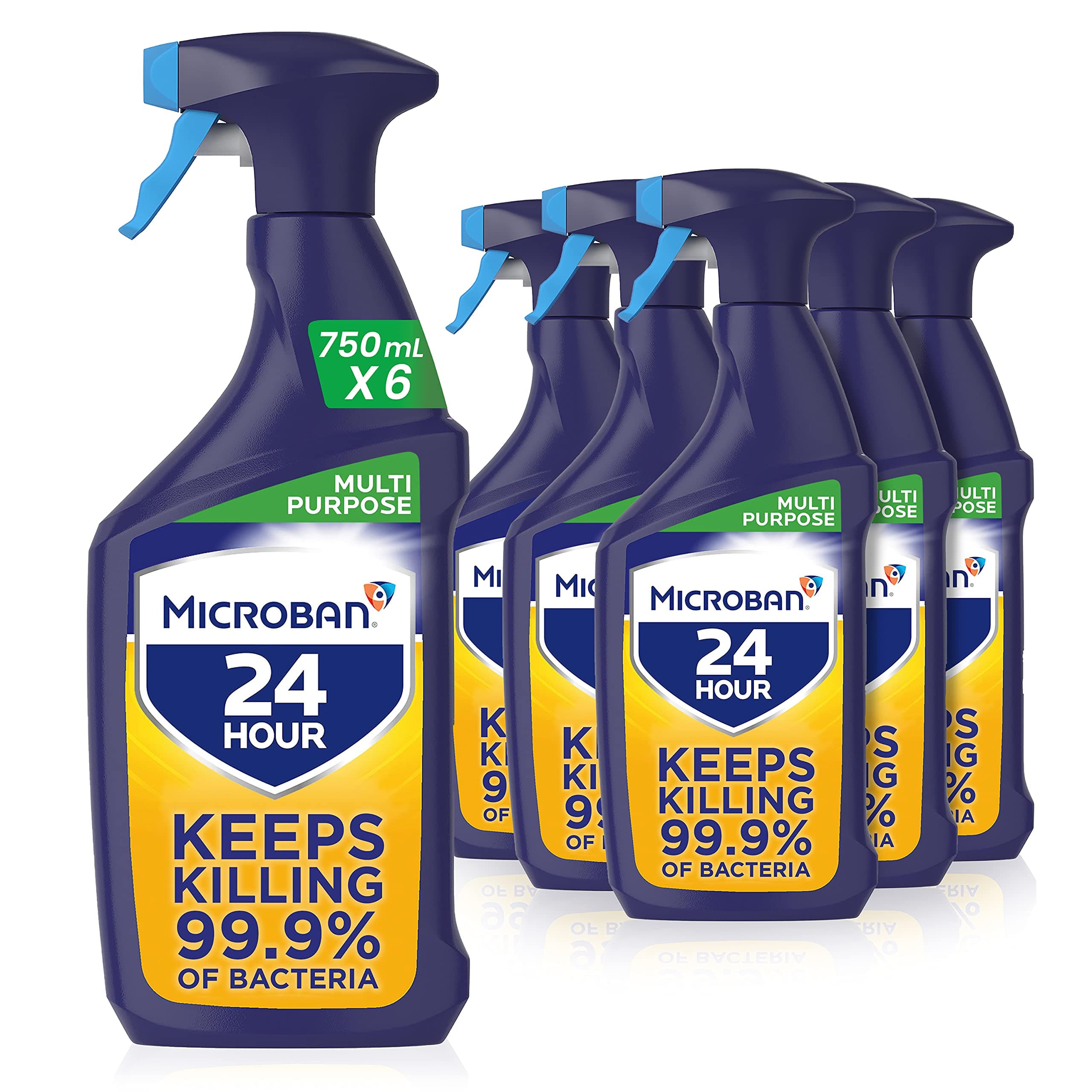 Microban24 Antibacterial Multi Purpose Surface Cleaner Spray, Citrus, 4.5 Litre (750 ml x 6)