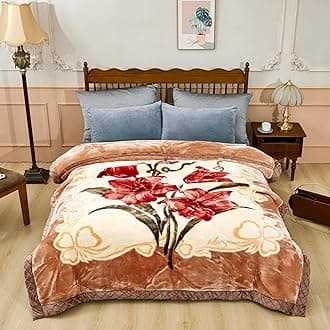 LGYKUMEG 9 lbs Heavy Korean Mink Blanket,Silky Soft and Warm - Korean Style Queen Size 77" x 90", 9LB - 2 Ply Reversible Soft Warm Plush Raschel Blanket.