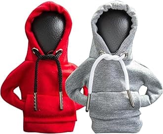 ECDREAM2Pcs Car Shift Knob Hoodie,Gear Shift Hoodie,Funny Sweater Hoodie for Gearshift,Automotive Interior Accessories（Red and Gray）
