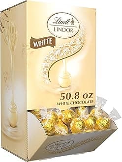 LINDOR White Chocolate Trufffles, Chocolates with Smooth, Melting Truffle Center, 51 Ounce, 120 Count