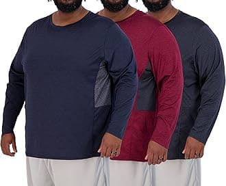 Real Essentials 3 Pack: Men’s Big & Tall Tech Stretch Long-Sleeve & Short-Sleeve Dry-Fit T-Shirt (3XT-5XT)